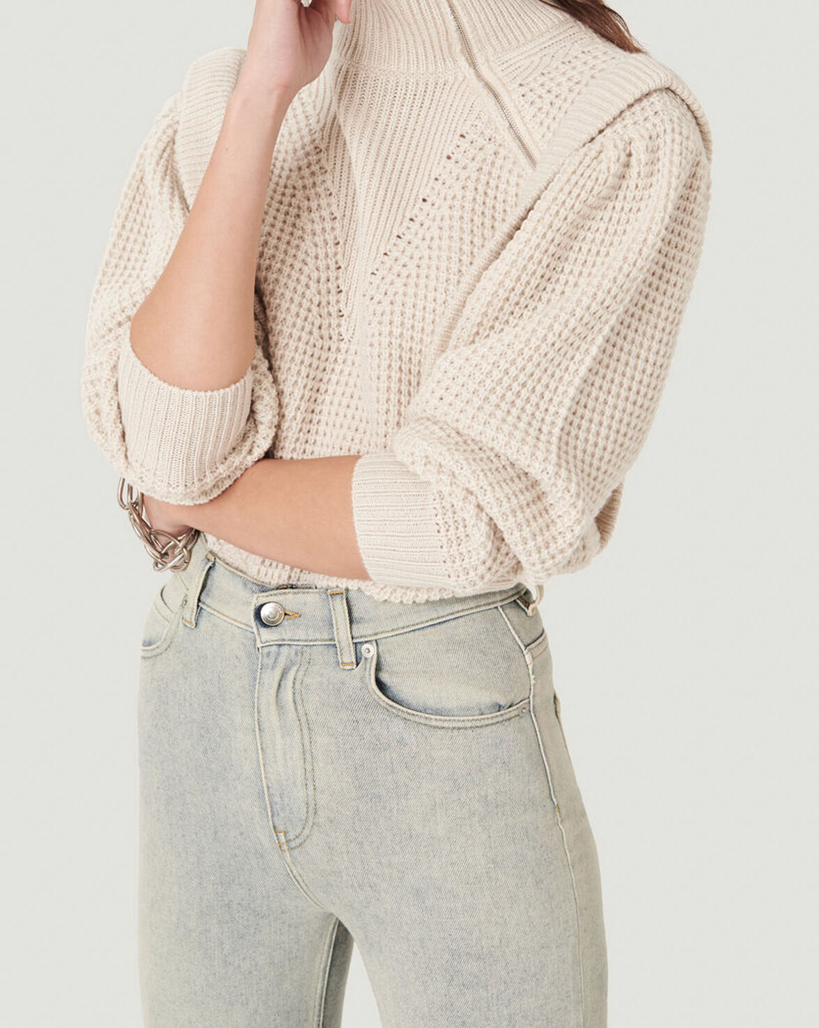 MACKY WAFFLE KNIT TURTLENECK SWEATER image number null